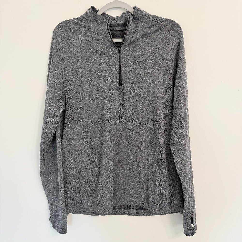 🔥 Lululemon Metal Vent Tech 1/2 Zip Long Sleeve – L- Gray Training Top